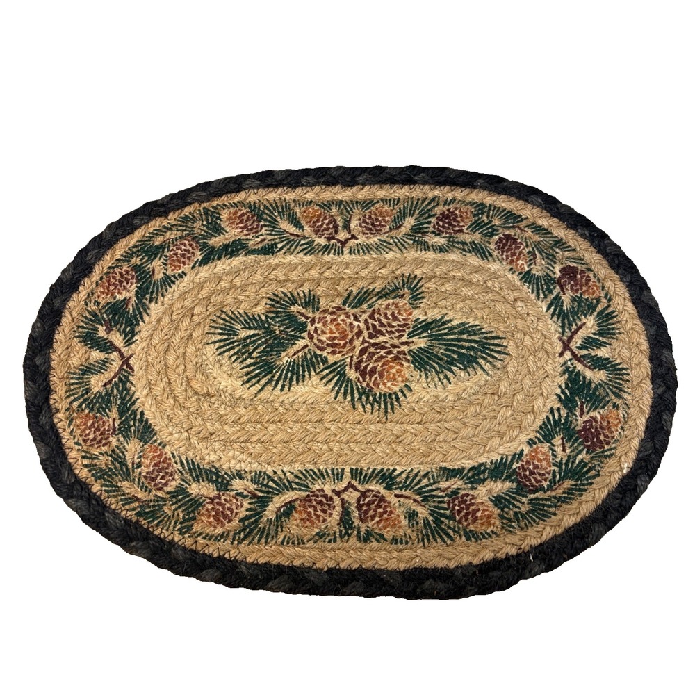 Earth Rugs Pinecone Jute Braided Oval Placemat Rug 10x15 MSP-025A Natural Fiber